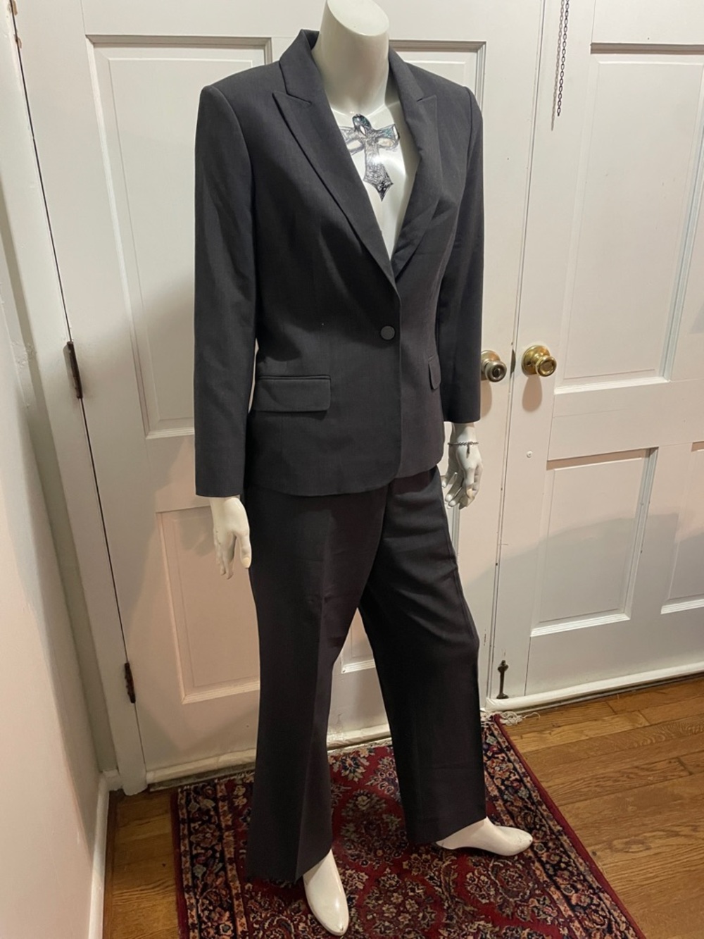 Calvin Klein Women's Charcoal Gray Two-Piece Suit Blazer & Trousers